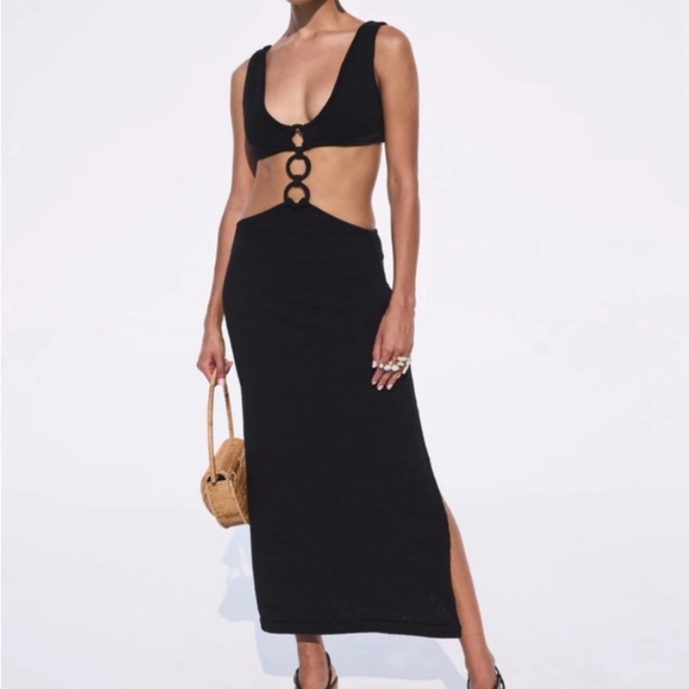 Cult Gaia Black Mert Knit Dress